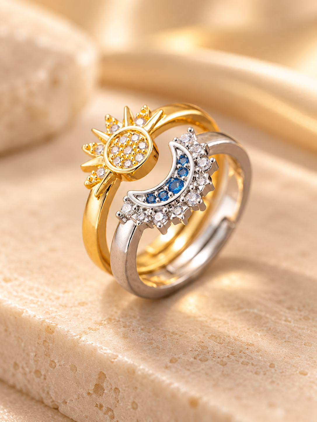Sun & Moon Ring Set