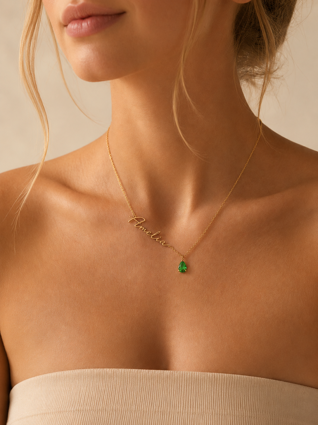Signature Name & Birthstone Necklace