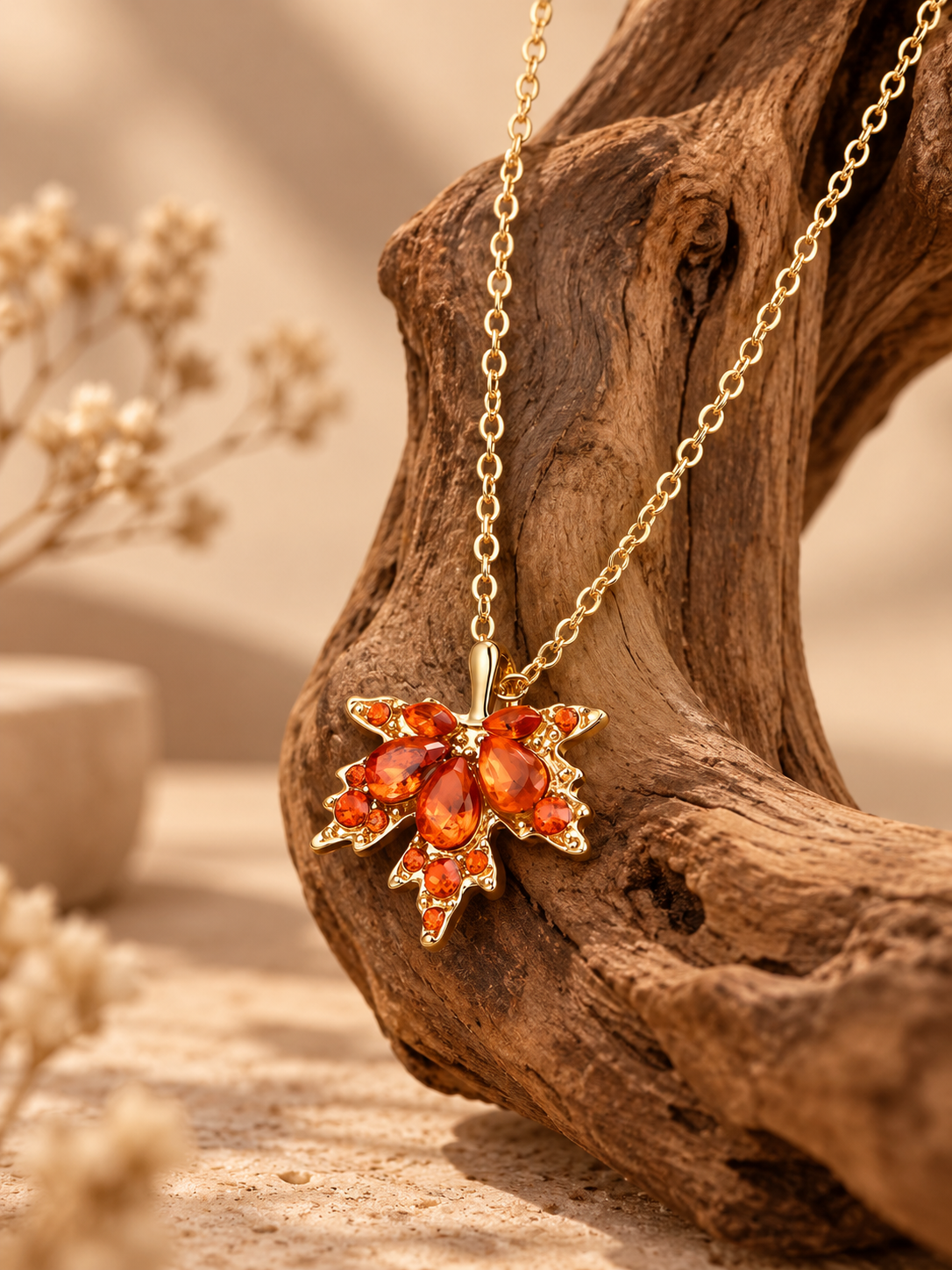 Crystal Fall Leaf Necklace