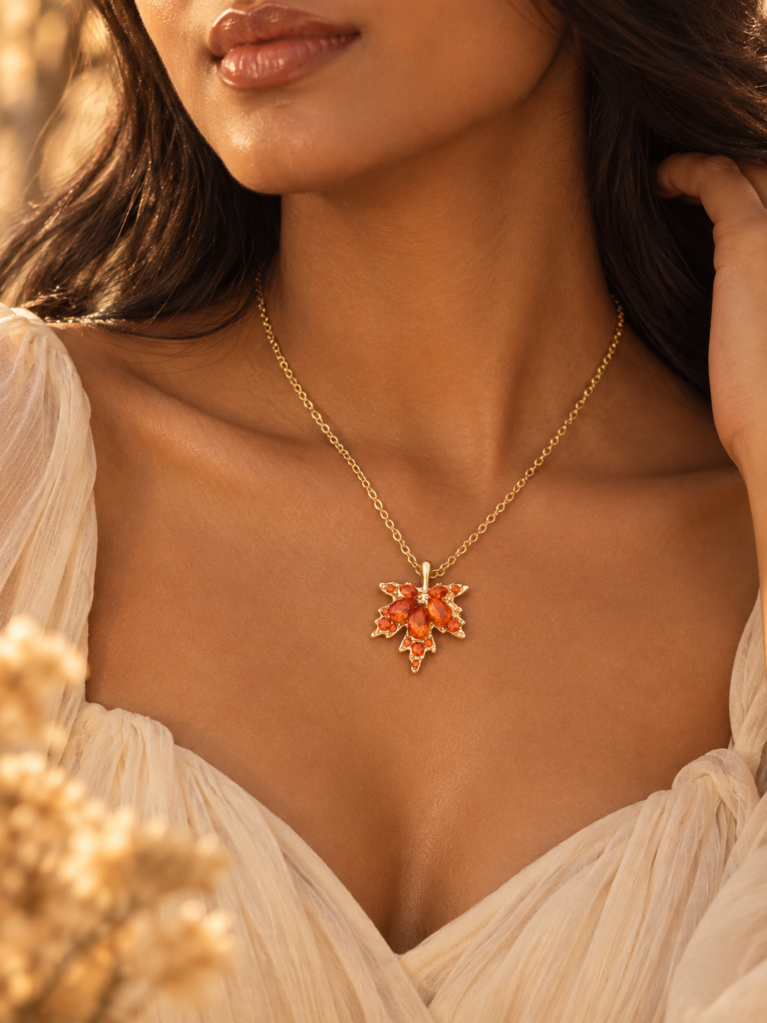 Crystal Fall Leaf Necklace