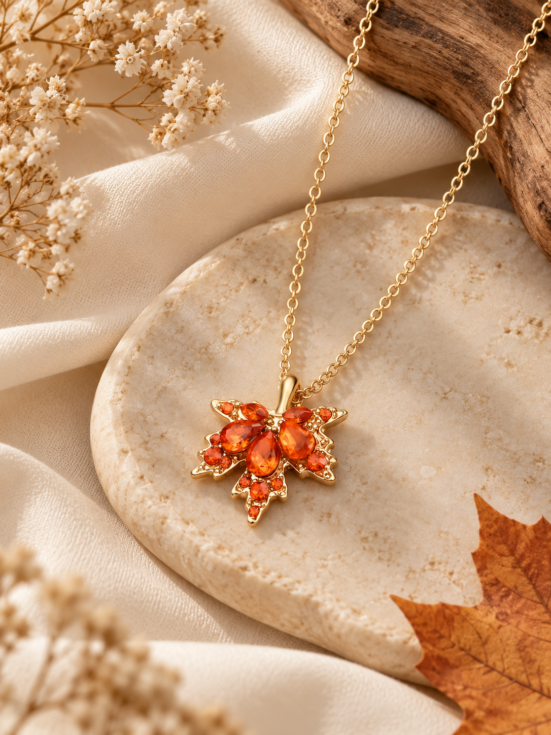 Crystal Fall Leaf Necklace