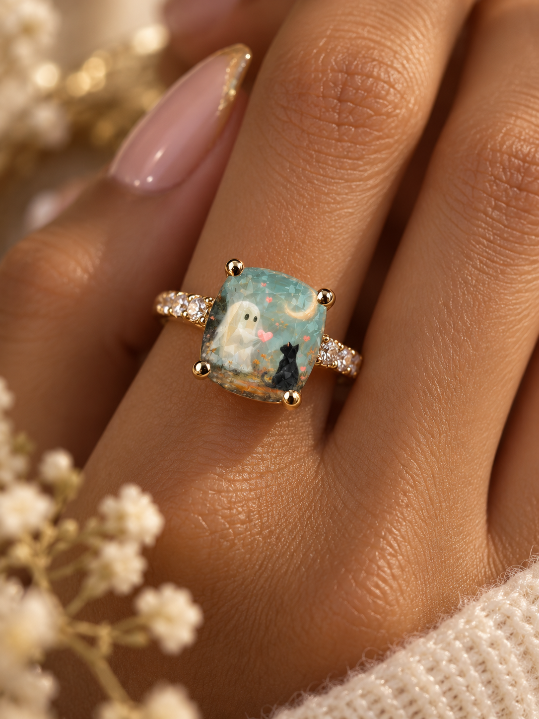 Ghost & Cat Square Ring