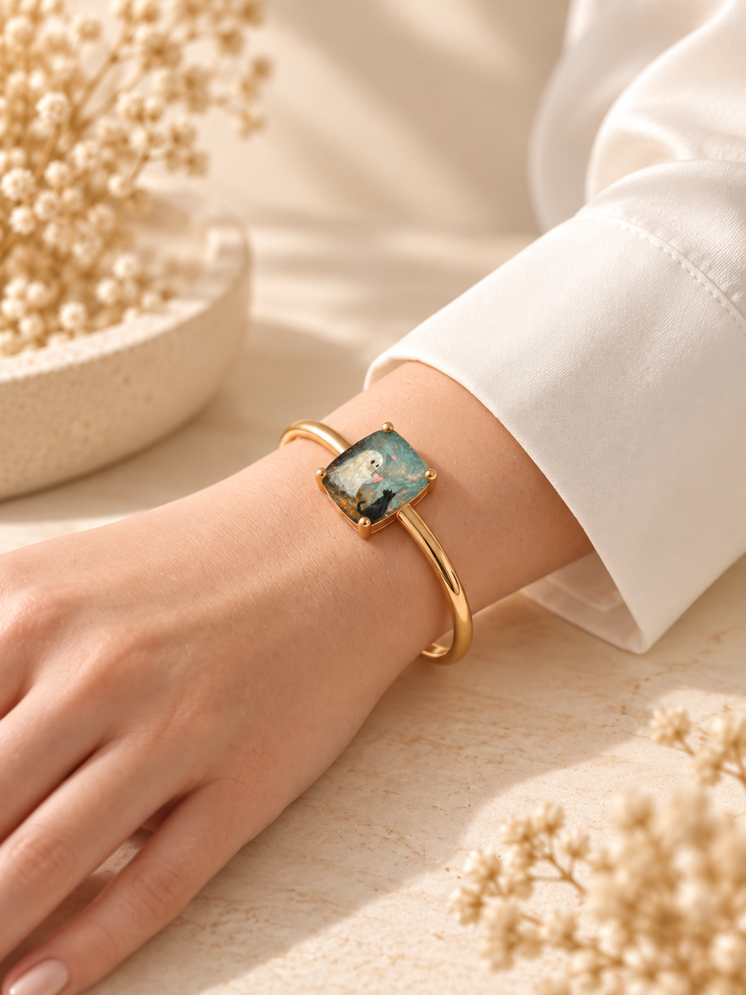 Ghost & Cat Square Bracelet
