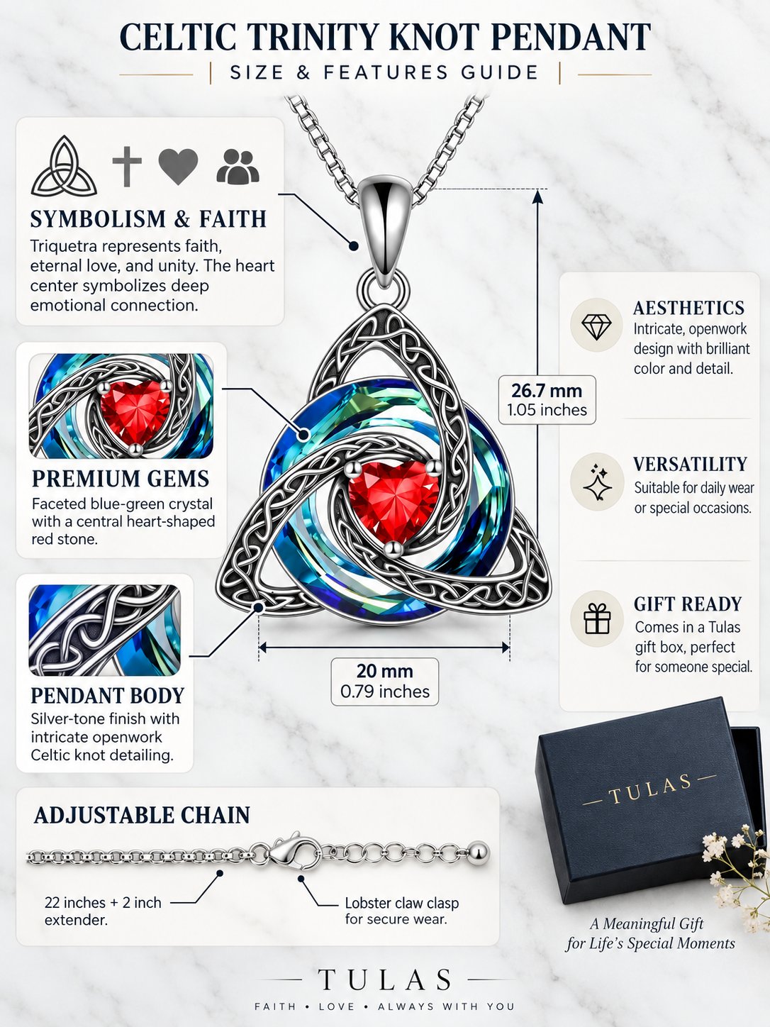 Celtic Knot Birthstone Necklace