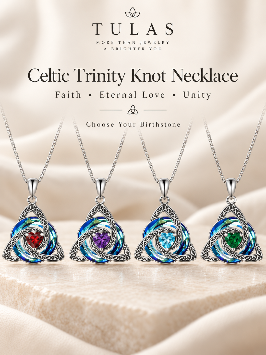 Celtic Knot Birthstone Necklace