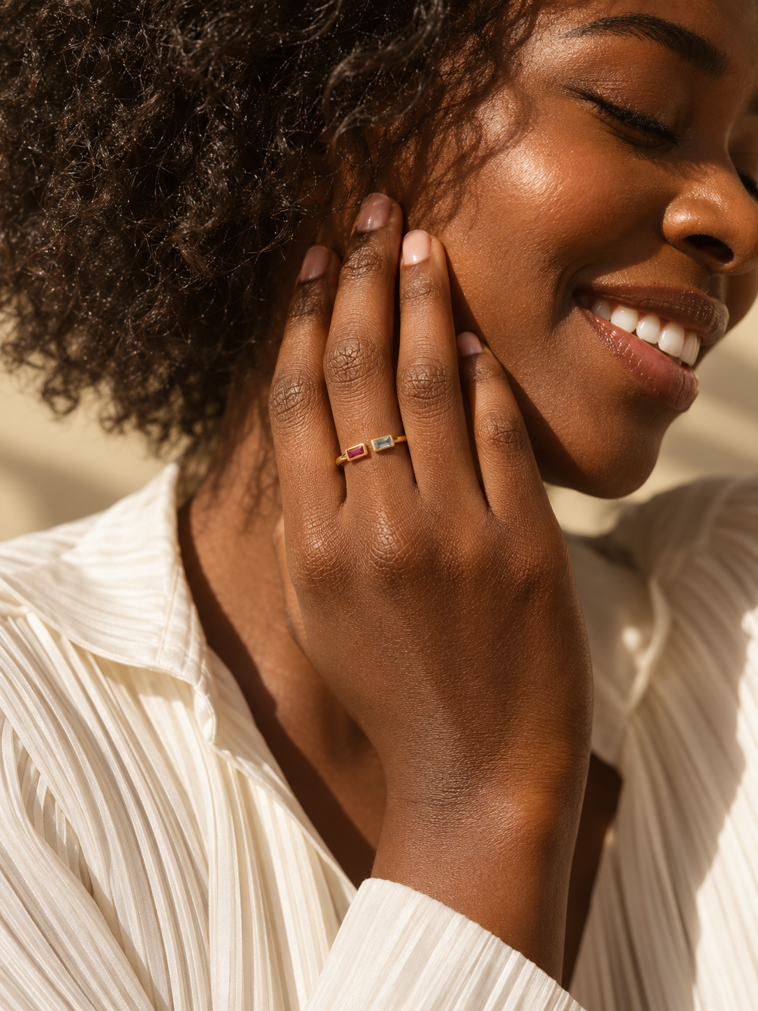 Baguette Duo Birthstone Ring